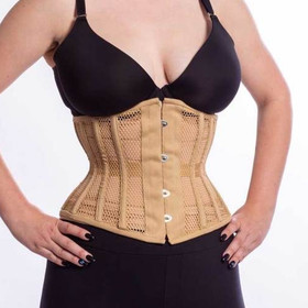 411 Standard Authentic Beige Mesh 32" Underbust Corset Steel Boned