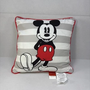 Disney Mickey Mouse Decorative Pillow 12"x12" Jay Franco & Sons 2017 Gray Stripe - Picture 1 of 11