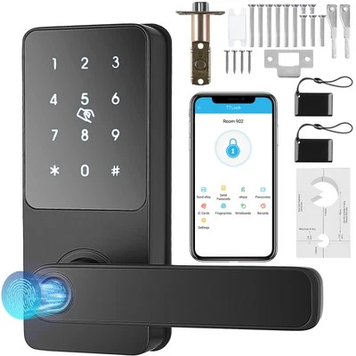 Smart Lock 5-in-1 Fingerprint Smart Door Knob with App Control Bluetooth - Image 1 of 4
