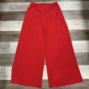 Vtg Slinky Brand Lounge Stretch Palazzo Pants Sz Large Wide Leg Red Made USA VGC - Picture 1 of 7