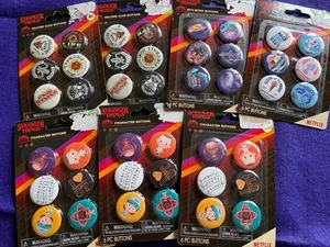 STRANGER THINGS Buttons Pinbacks Scoops Ahoy 80s Retro Hellfire Club Characters - Picture 1 of 9