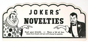Vintage 1950s Joker's Novelties Cardboard Sign - Retro Joke Shop Display NOS - Picture 1 of 1