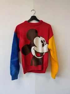 Vintage Mickey & Co. Sweater Mens Medium Red Blue Yellow Mickey Mouse Knit 90s - Picture 1 of 6
