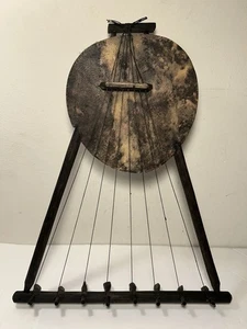 Vintage Handcrafted Wood Nyatiti Lyre Harp Kenya 8 String 16.5” - Picture 1 of 19