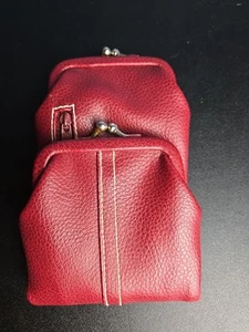 Vintage RGA Red Key Chain Change Purse Kiss Lock Long 2 Sides - Picture 1 of 10