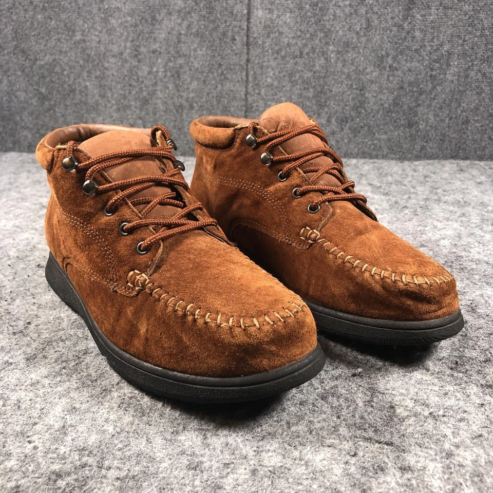 Faded Glory Cheyenne Boots Womens Size 11 Brown Suede Moc Toe Chukka Lace Up - Image 1 of 4