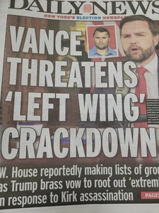ASESINATO DE CHARLIE KIRK JD VANCE AMENAZA REPRESIÓN NOTICIAS DIARIAS DE NUEVA CIUDAD 16/09 2025 - Imagen 1 de 1