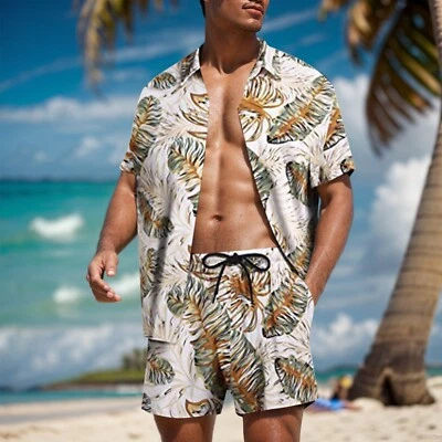 Conjunto de camisa hawaiana de verano para hombre camisa de playa y pantalones cortos camisa hawaiana Foto 1 de 4