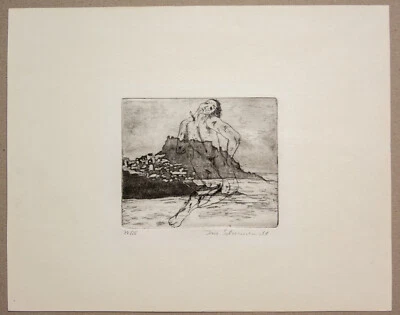 Iris Schaarschmidt: Radierung Akt v. Küstenlandschaft handsign. num. 26 Ex. - Bild 1 von 4