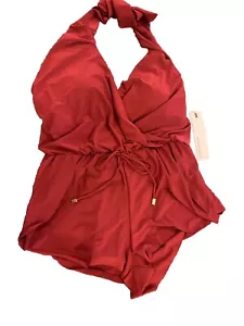 NWT MagicSuit Plus Size Bianca One Piece Romper Swimsuit Size 12 Merlot - Picture 1 of 5