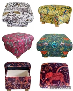 Emma J Shipley Fabrics Storage Footstools Pouffes Footstalls Extinct Velvet Blue - Picture 1 of 114