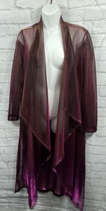 Falcini offene Strickjacke Netz Chiffon lang Gr. L irisierender Glanz Party Glam Weihnachten - Bild 1 von 12