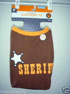 Size Medium * GLOW SHERIFF TEE * Dog Costume NWT Fits up to 50 Lbs Glows in Dark - Picture 1 of 2