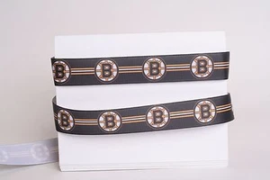 BOSTON BRUINS HOCKEYS 7/8" GROSGRAIN RIBBON 1, 3, 5, 10 yards US seller - Picture 1 of 1