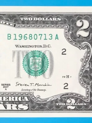 1968 July 13 : B 19680713 A BIRTHDAY Note $2 Two Dollar Bill *Uncirculated* - Image 1 of 3