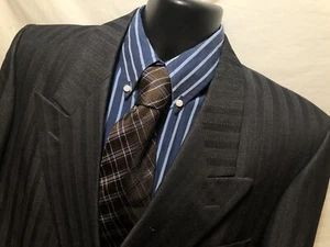 Bachrach Men’s 44L Blazer Gray Stripe 1 Button 100% Wool - Picture 1 of 9