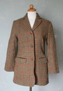 Laura Ashley Blazer Jacke 100% Wolle kariert landhaus braun beige warm 34 XS - Bild 1 von 3