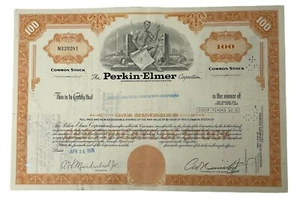 Certificado de stock 1978 Perkin Elmer 100 acciones Merrill Lynch, Pierce Fenner - Imagen 1 de 12