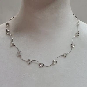 Vintage Sterling Silber Halskette mit geschwungenen Gliedern - Bild 1 von 6