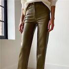 Aritzia Wilfred The Melina High Waisted Vegan Leather Pants unique olive green