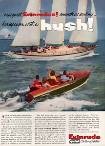 1954 Evinrude Big Twin Outboard Motor "Smooth as Sailing" Original Color Ad - Picture 1 of 1