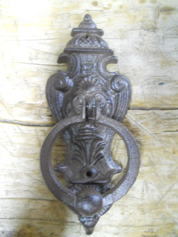 Cast Iron Antique Style VICTORIAN Door Knocker Brown Finish Cover