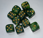 Set of 10 Light Forest Green Marbled Six-Sided Dice. 6 sided gaming Die 10pcs