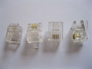 200 pcs RJ11 6P4C Modular Plug Telephone Connector Water Clear New - Picture 1 of 4