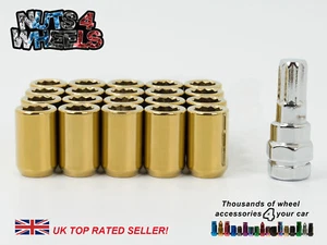 20 x Gold Tuner Wheel Nuts M12x1.25 Fits Subaru Impreza Blobeye Bugeye P1 - Picture 1 of 4