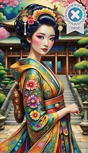 Maiko Geisha Girl at the Temple Cross Stitch Pattern Photo Inc Pattern Keeper - Bild 1 von 10