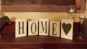 HAND PAINTED WOODEN BLOCKS/HOME LETTERS/YOU CHOOSE COLORS - Picture 1 of 1