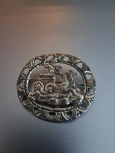 VTG Sterling Silver Roman Chariot Rider Warrior Brooch Pin 13.05g - Picture 1 of 5