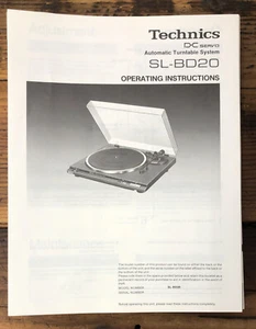 Technics SL-BD20 Record Player / Turntable Owner / User Manual *Original* - Picture 1 of 1