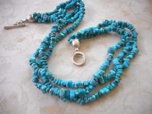 Carolyn Pollack Relios Sterling 3 Strand Turquoise Beaded 18" Necklace   CP5181 - Picture 1 of 15