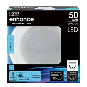 Feit Electric Recessed Light Retrofit Kit 4" w/Adapter (E26) 5000K 50W/7.2W 650L - Picture 1 of 3