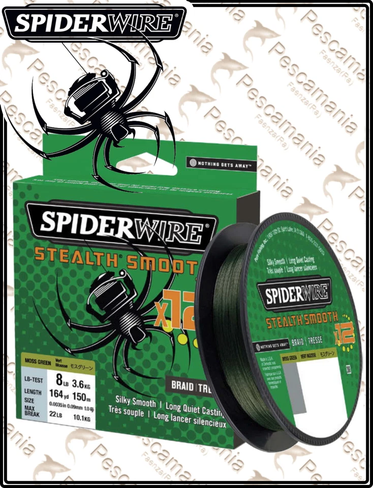 Trecciato Spiderwire Stealth Smooth X12 GREEN multifibra 165 Yards - 150mt