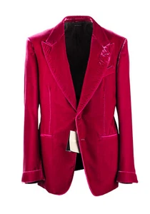 TOM FORD Shelton Velvet Red Tuxedo Dinner Jacket Size 54 IT / 44R U.S. New W... - Picture 1 of 6
