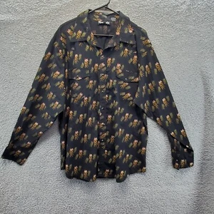 Dragonfly Men's Button Shirt Pearl Snap Black 2XL Floral Dragon Fruit Western  - Picture 1 of 7