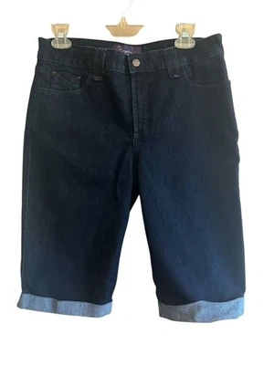 NYDJ Womens 10 Indigo Lift Tuck Technology Bermuda Roll Cuff Denim Shorts - Image 1 of 4