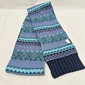 Merrell Unisex blau lila Streifen Strick Schal 9" x 68" Wolle/Acryl Mischung Neu ohne Etikett - Bild 1 von 6