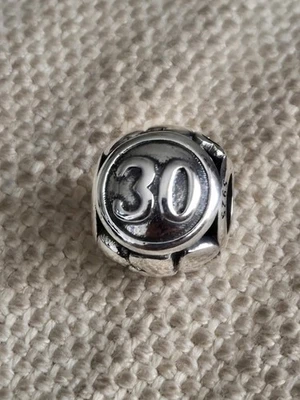 Sterling Silver 30th Birthday Charm Or Pendant + FREE Bracelet. 30th. UK - Image 1 of 4
