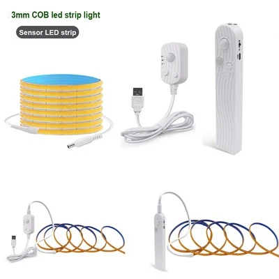 DC5V Sensor Dimmable COB LED light stirp 3mm RA90 Kitchen Cabinet Night Tape - Image 1 of 4