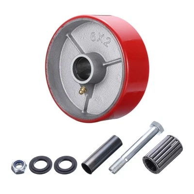 6" Lenkrollen, 1-1/8" Bohrung, Polyurethan auf Stahlrad mit hoher Tragfähigkeit - Bild 1 von 4