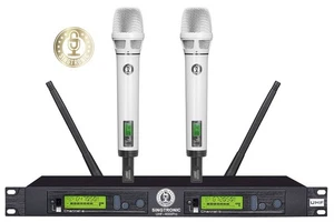 Professional Digital Dual Wireless Karaoke Microphone System - Metallic White - Picture 1 of 4