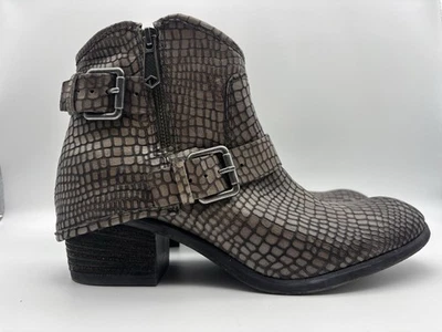 Donald Pliner Mujer US 9.5 EU 40 Marrón Pitón Cuero Moto Hebilla Botines Foto 1 de 4