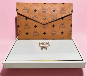 Authentic MCM Envelope Pouch Clutch Cognac Visetos - New In Gift Box - Picture 1 of 1