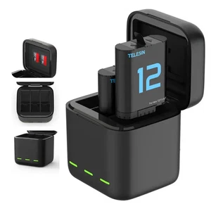 TELESIN Triple Battery Charger with 2x1750mAh Batteries GoPro Hero 11/10/9 USB - Picture 1 of 5