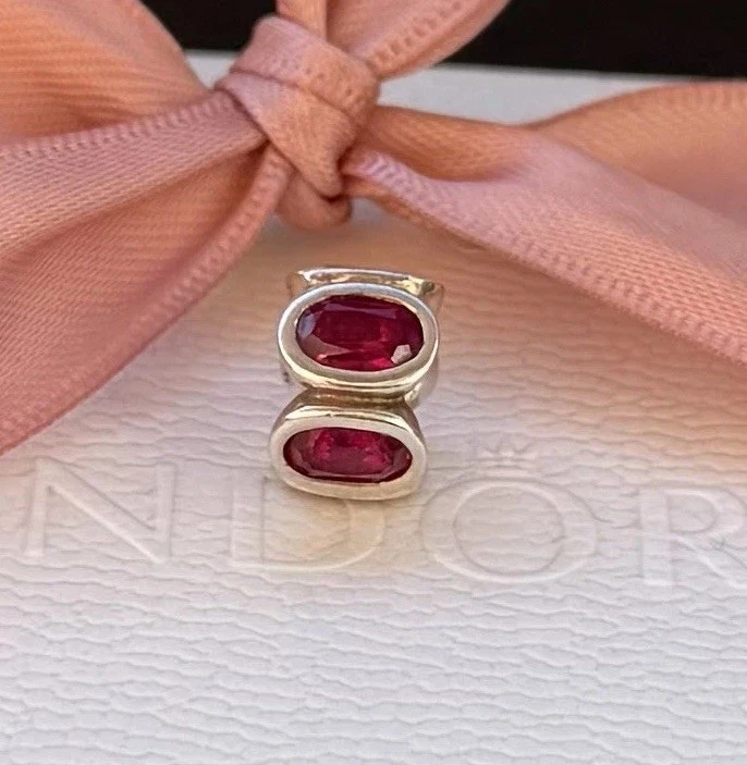 Original Pandora Charm „ovale Lichter “rubinrot, 925 silber #790311SRU - Bild 1 von 2