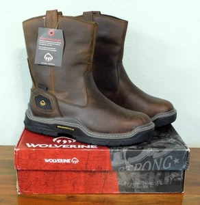 Wolverine Raider Durashocks Wellington Insulated WP 10" Mens Brown Work Boots 9M - Picture 1 of 7