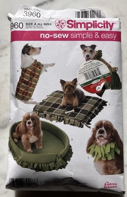 Simplicity No Sew Pattern 3960 Dog Bed Coat Collar Jacket Pet Accessories Cat - Image 1 of 4
